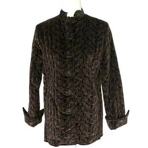 Vintage Quilted Velvet Paisley Jacket Women’s M Black